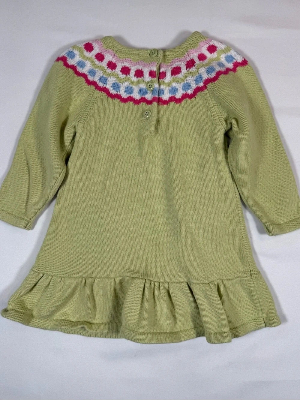 GYMBOREE Vintage Baby Girl Sage Green Fair Isle Sweater Dress Cottagecore 12-18M